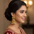 JS Fashion High Gold Antique God Lakshmi Jhumka Earrings for Women & Girls