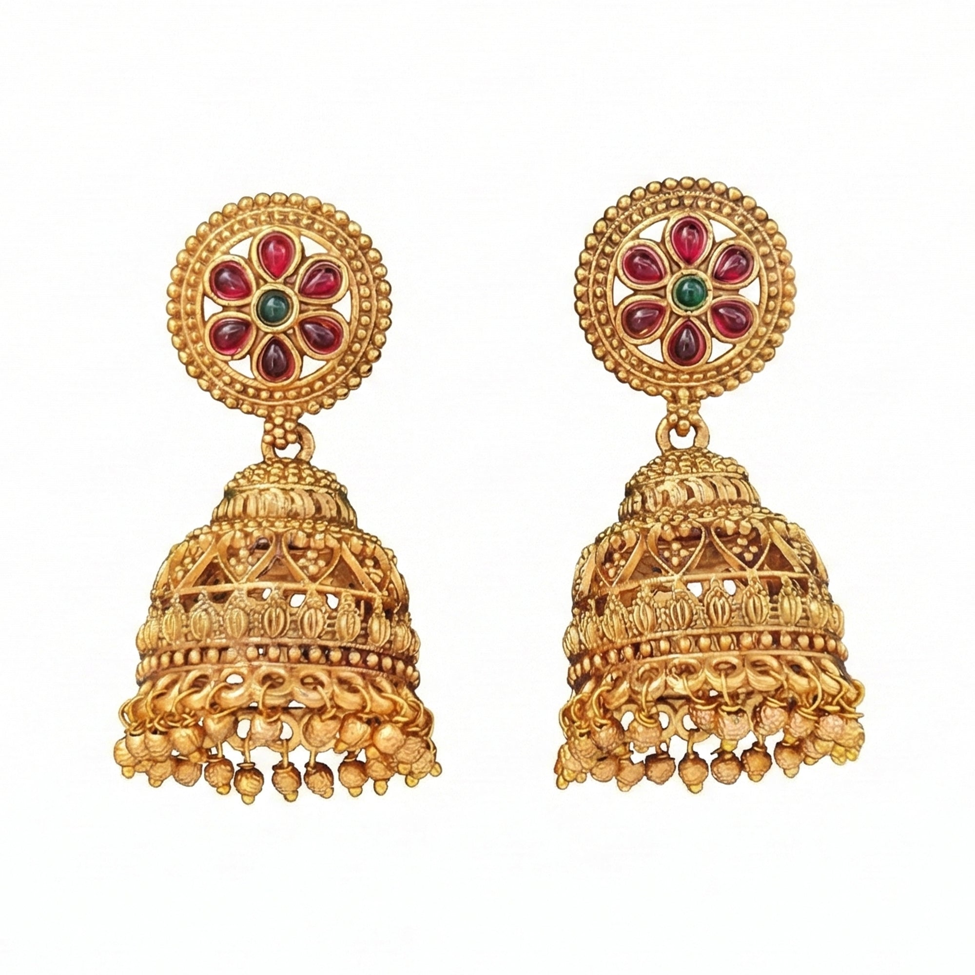 JS Fashion Designer Full Stone High Gold Polish Jhumka Earrings for Women & Girls