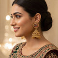 JS Fashion Designer Full Stone High Gold Polish Jhumka Earrings for Women & Girls
