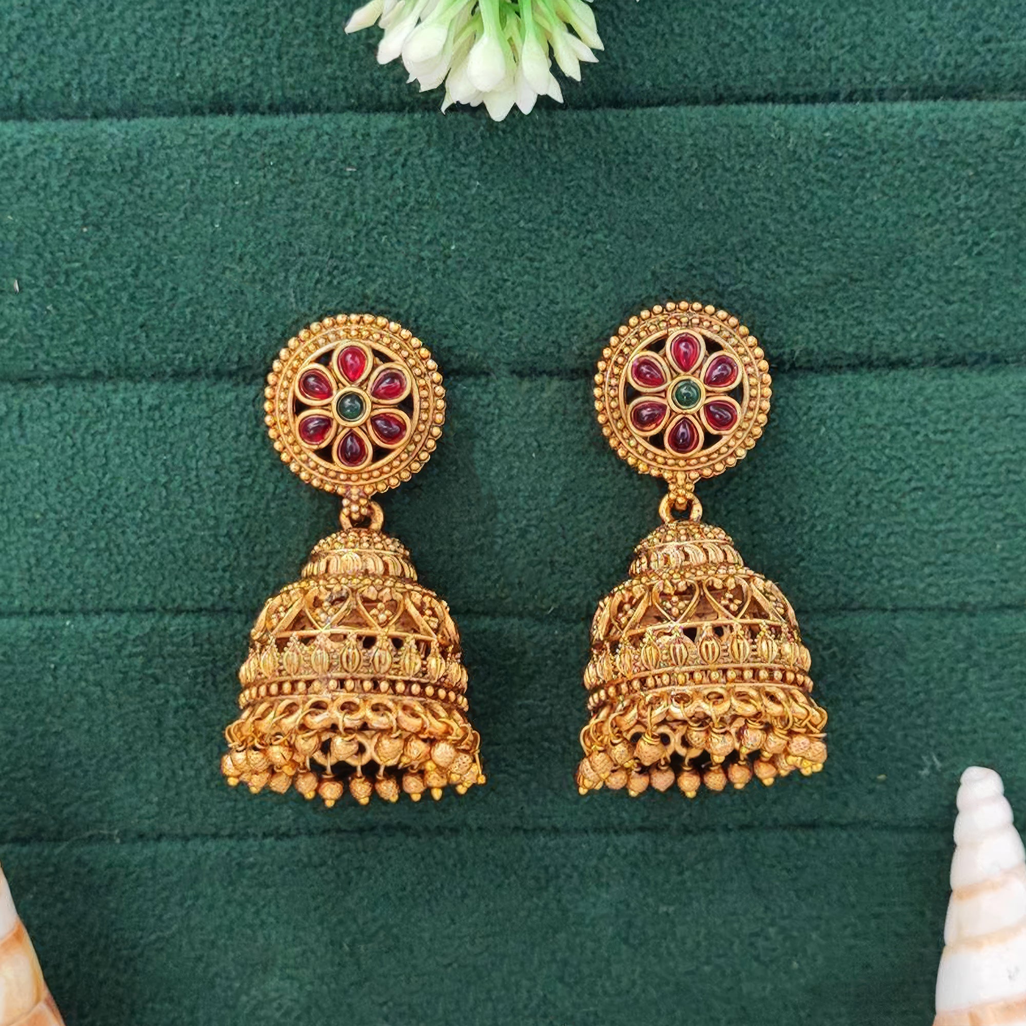 JS Fashion Designer Full Stone High Gold Polish Jhumka Earrings for Women & Girls