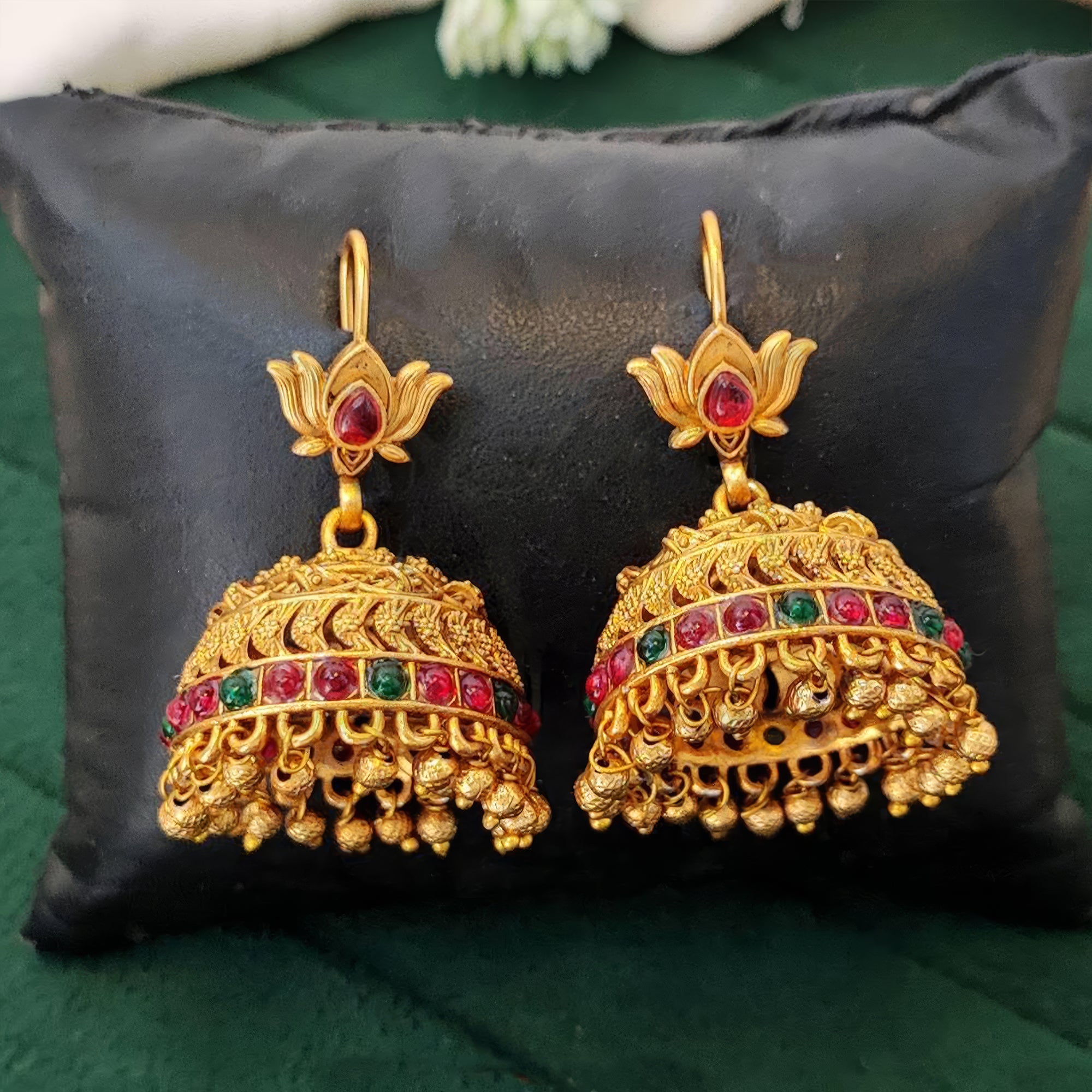 JS Fashion Antique Rajwadi Lotus Top Designer Jhumka Earrings for Women & Girls