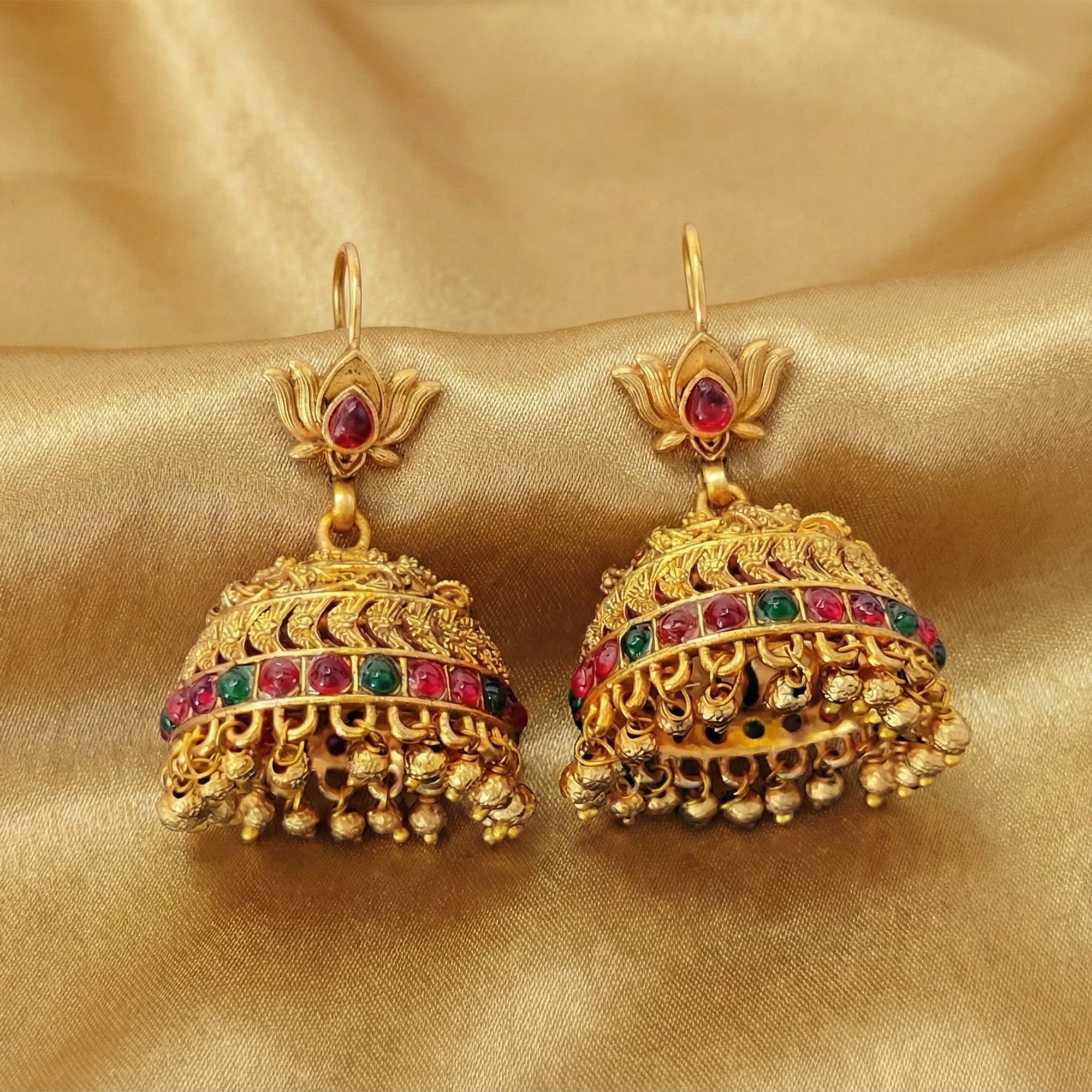 JS Fashion Antique Rajwadi Lotus Top Designer Jhumka Earrings for Women & Girls