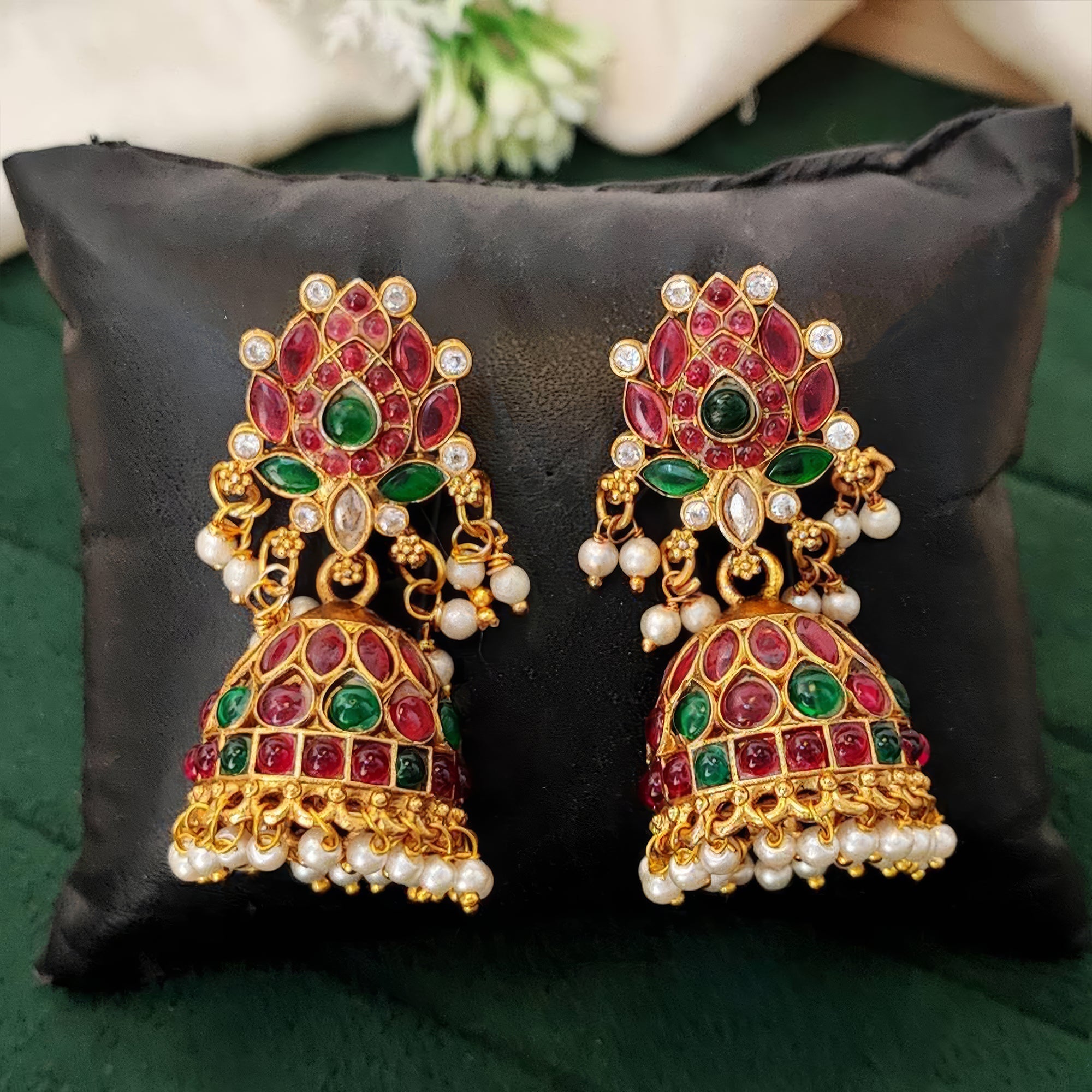 JS Fashion Traditional Rajwadi Lotus Design Jhumka Earrings for Women & Girls