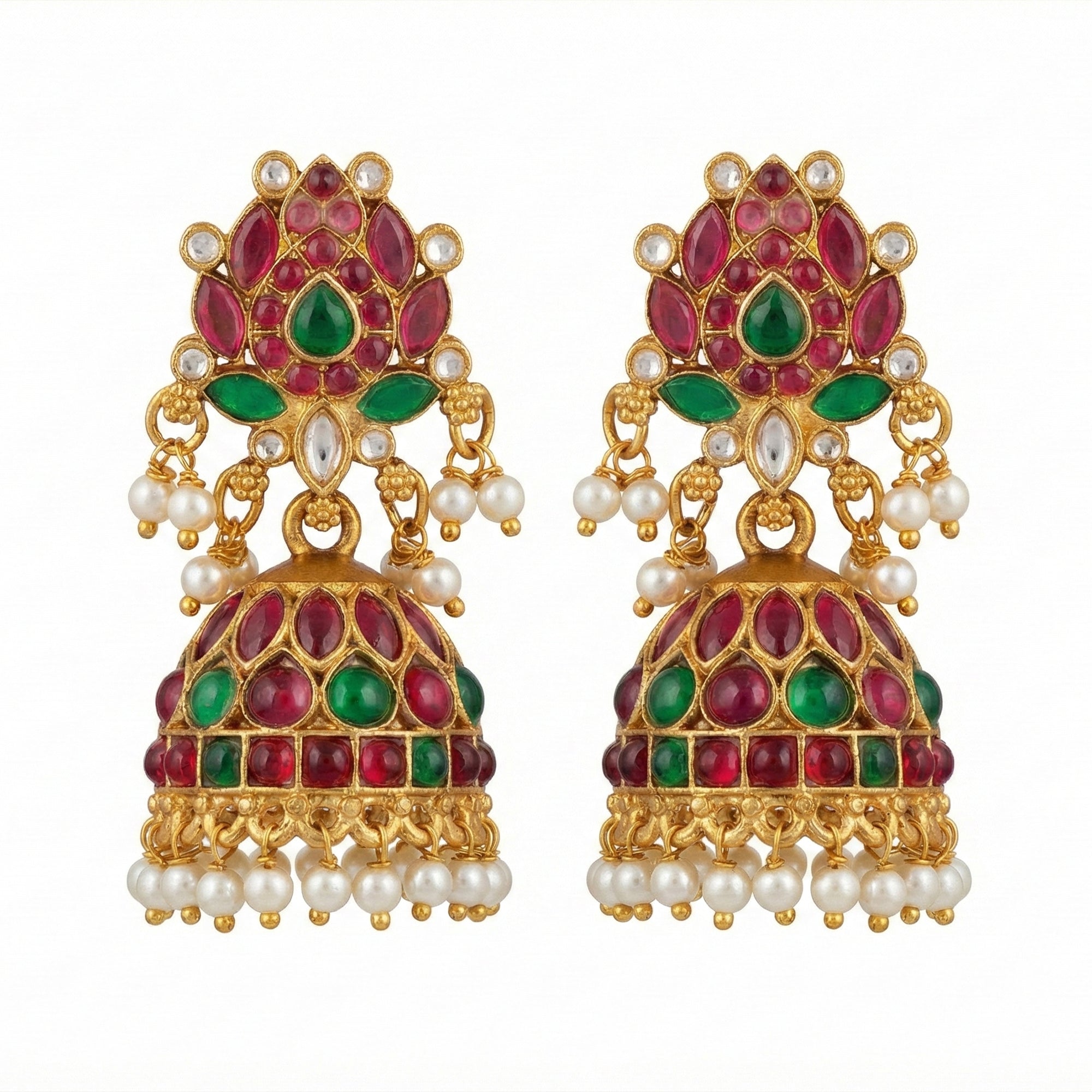 JS Fashion Traditional Rajwadi Lotus Design Jhumka Earrings for Women & Girls
