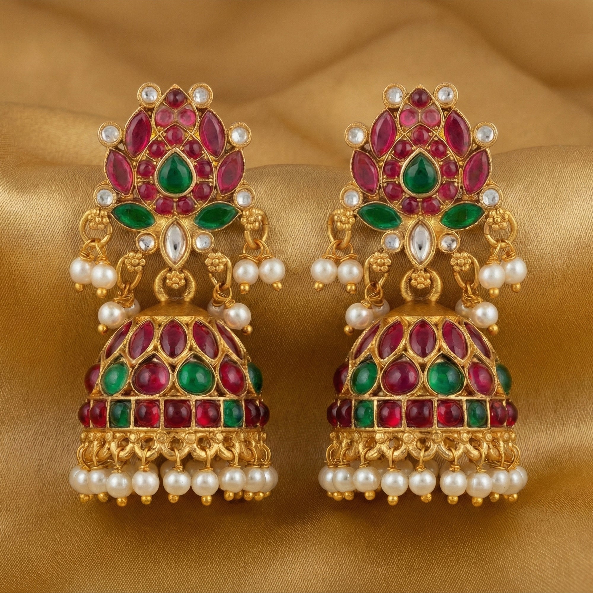 JS Fashion Traditional Rajwadi Lotus Design Jhumka Earrings for Women & Girls