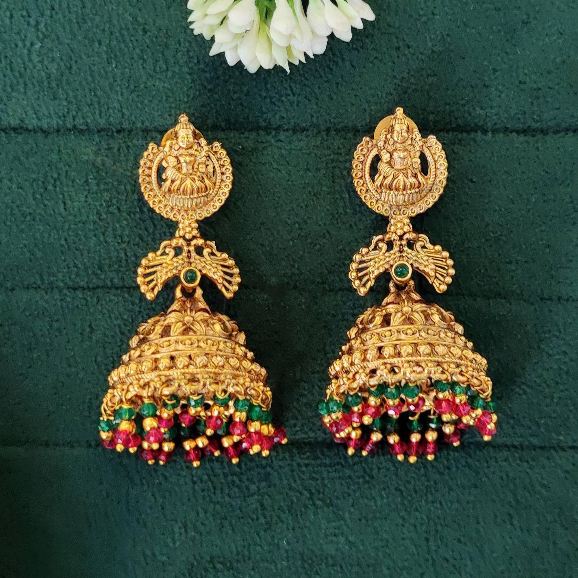 JS Fashion Rajwadi Polish Traditional Temple Earrings for Women & Girls