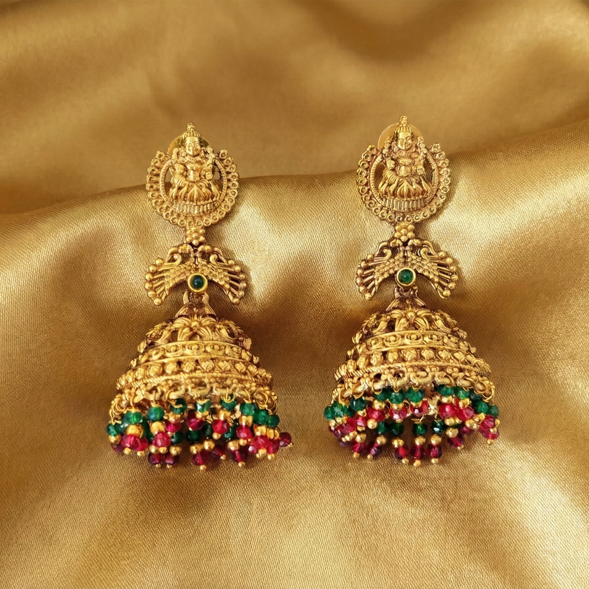 JS Fashion Rajwadi Polish Traditional Temple Earrings for Women & Girls