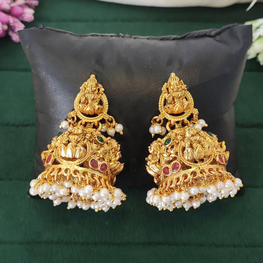 JS Fashion Antique Rajwadi Temple Jhumka with Pearls for Women & Girls
