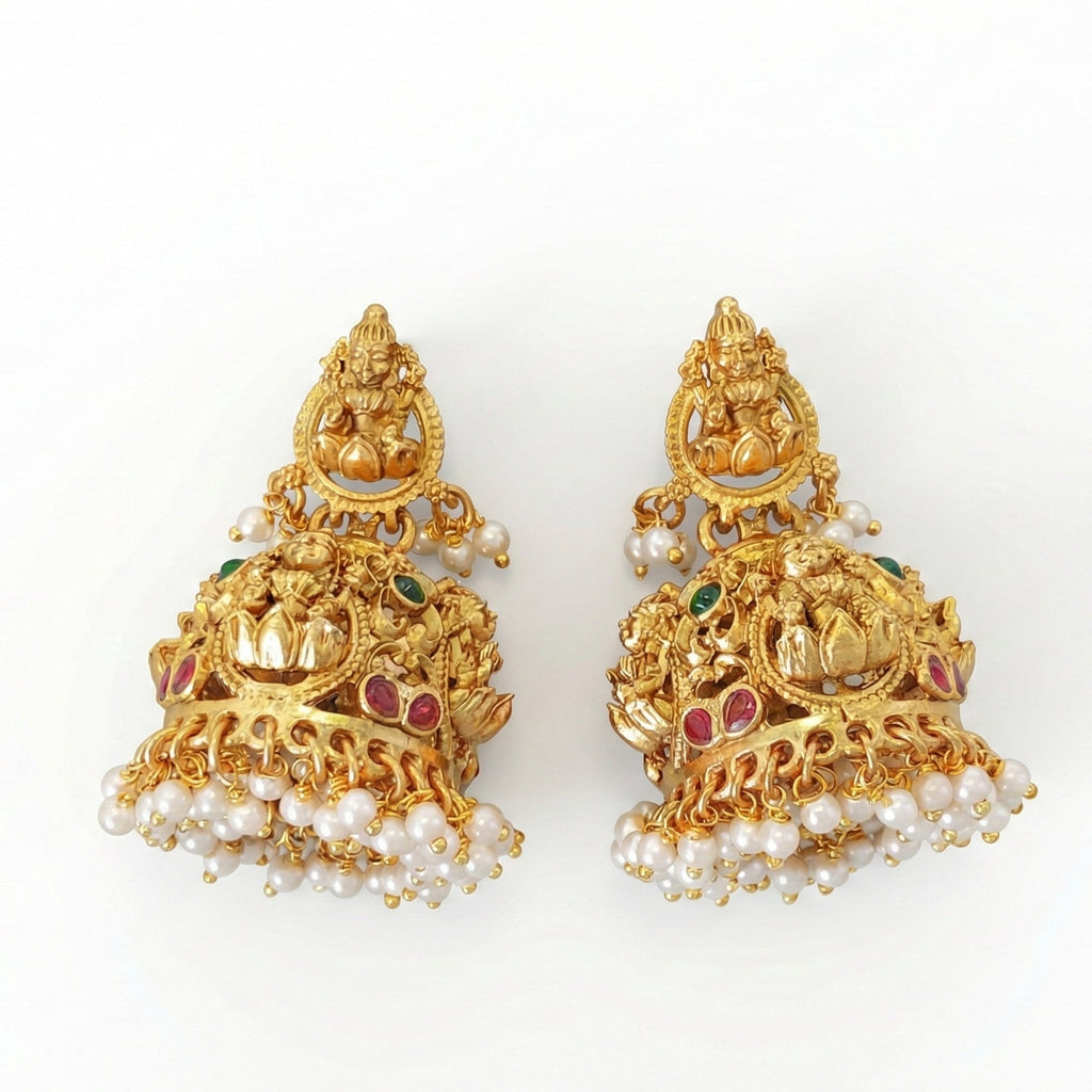 JS Fashion Antique Rajwadi Temple Jhumka with Pearls for Women & Girls