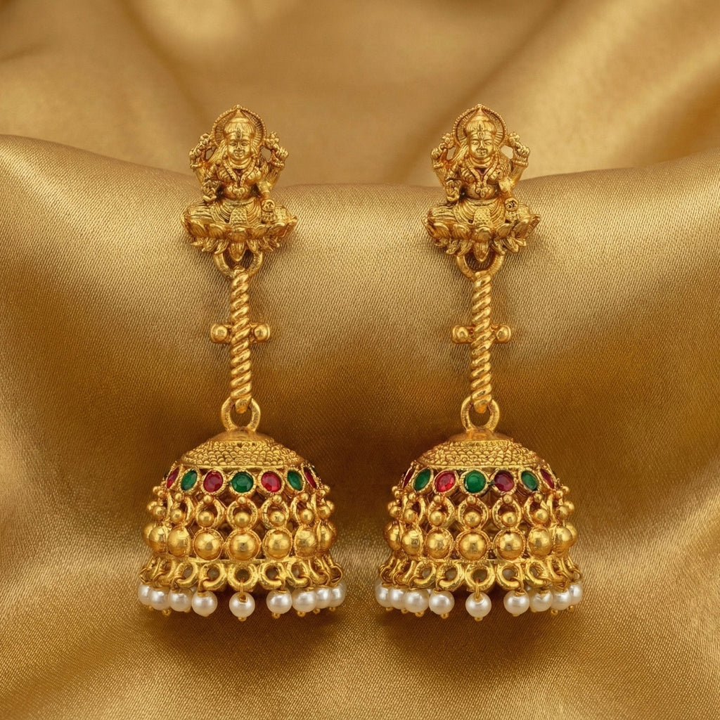 JS Fashion Traditional Rajwadi Gold Temple Jhumkas for Women & Girls