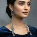 JS Fashion Designer Oxidized Silver Long Ghungroo Earrings for Women & Girls