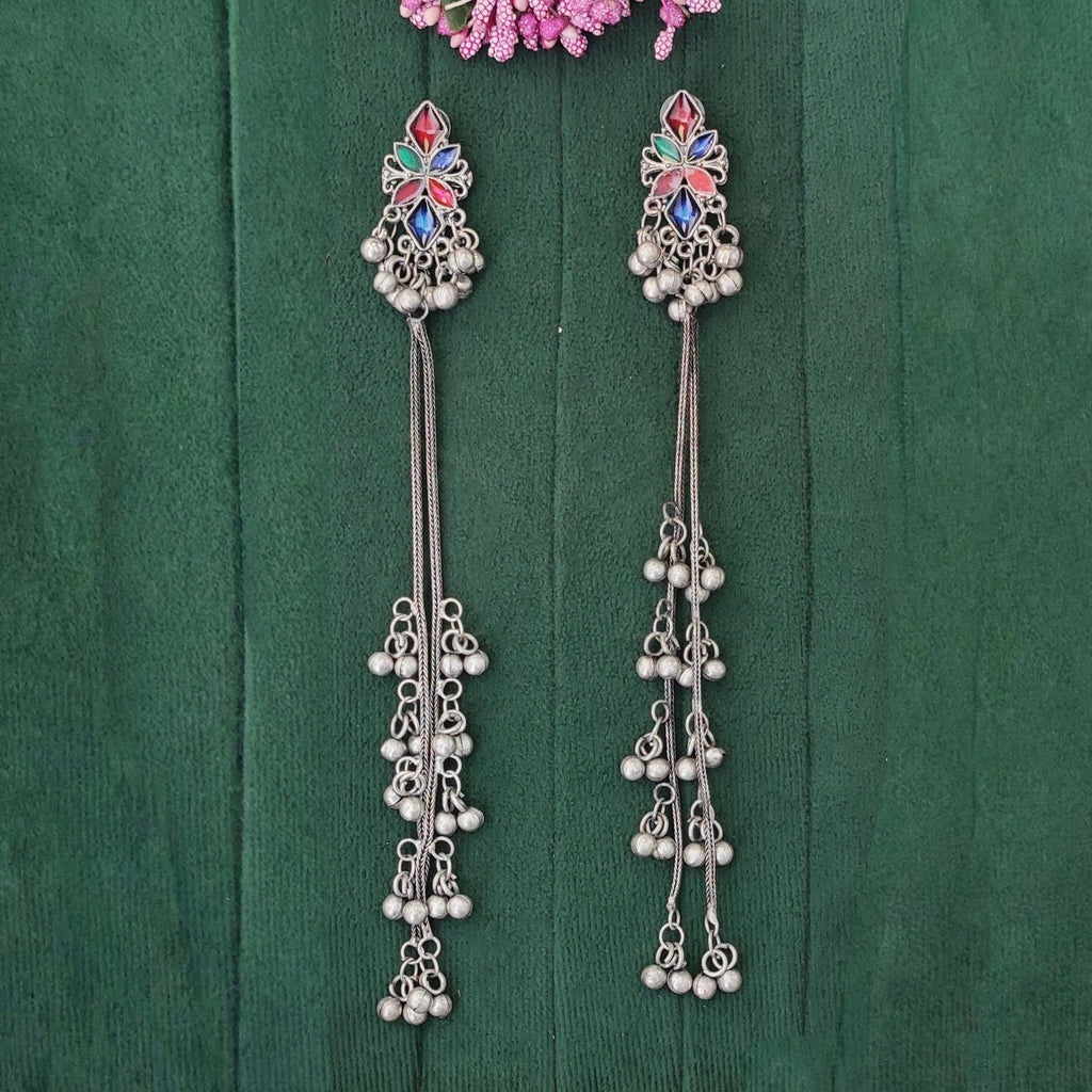 JS Fashion Traditional Long Oxidized Earrings with Ghungroo for Women & Girls