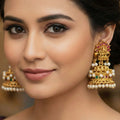 JS Fashion Temple Design Full Stone Jhumka in Rajwadi Polish for Women & Girls