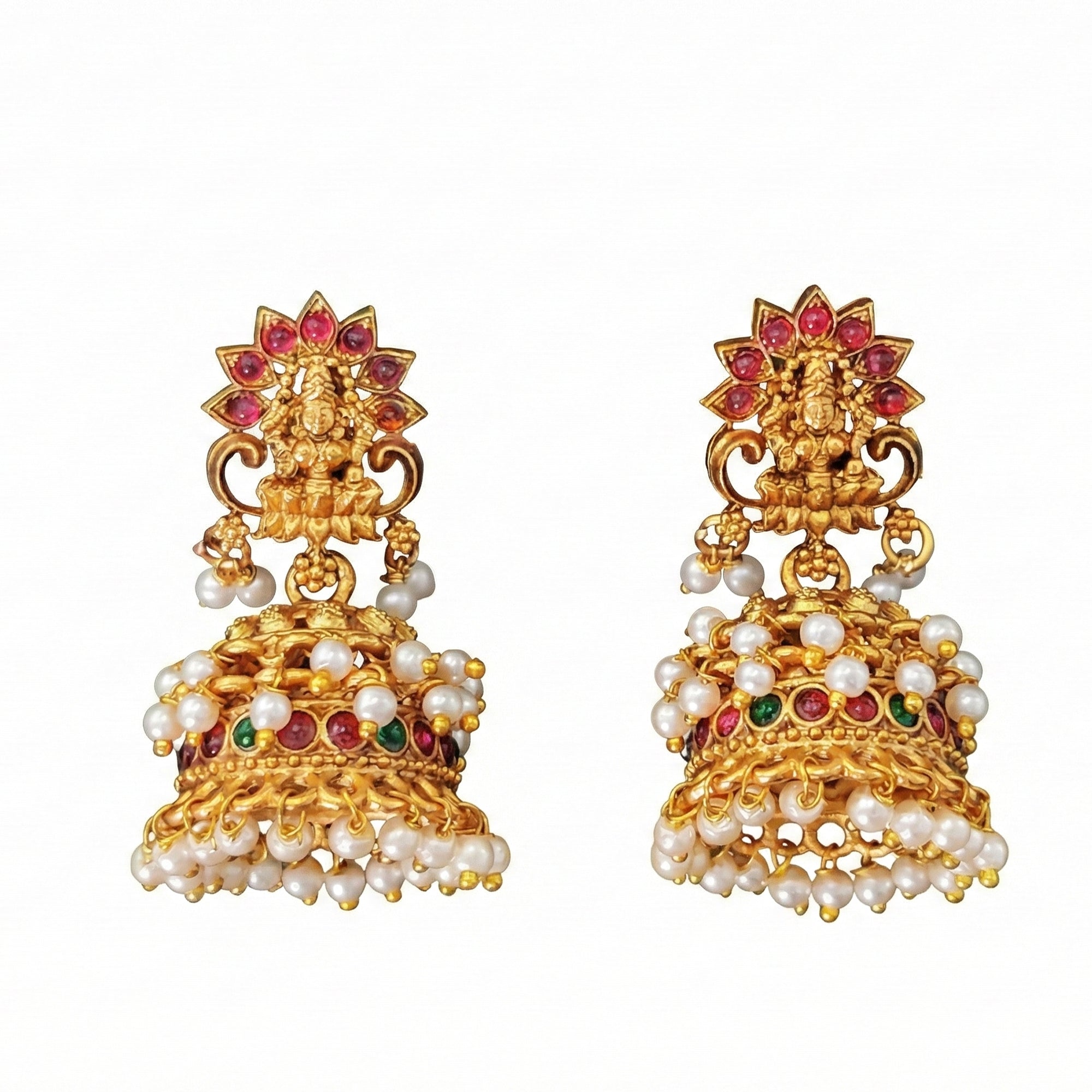 JS Fashion Temple Design Full Stone Jhumka in Rajwadi Polish for Women & Girls