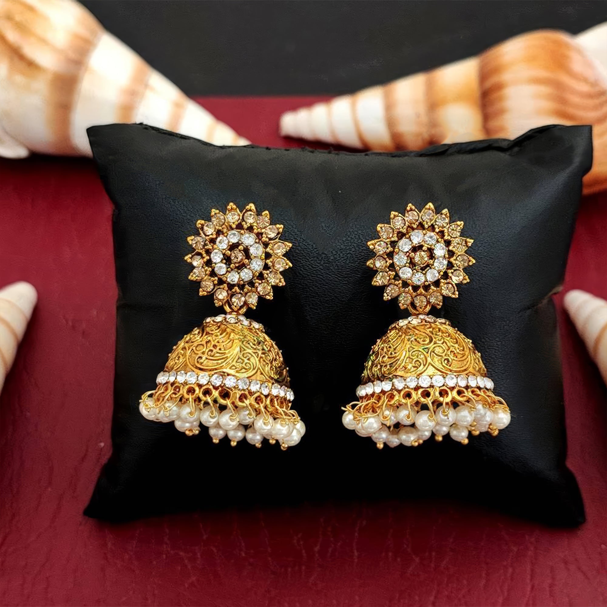 JS Fashion Sunflower Bell Style Bollywood Antique Earrings for Women & Girls
