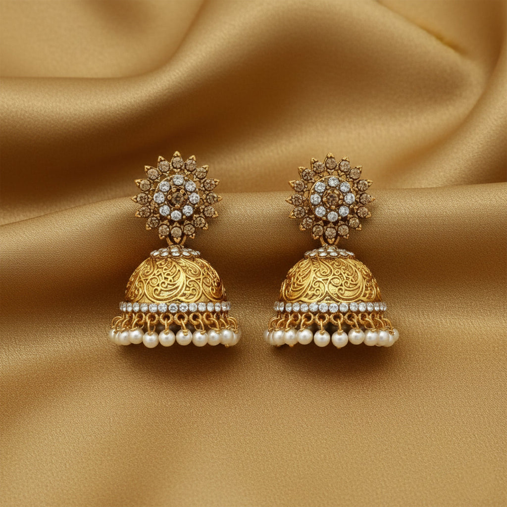JS Fashion Sunflower Bell Style Bollywood Antique Earrings for Women & Girls