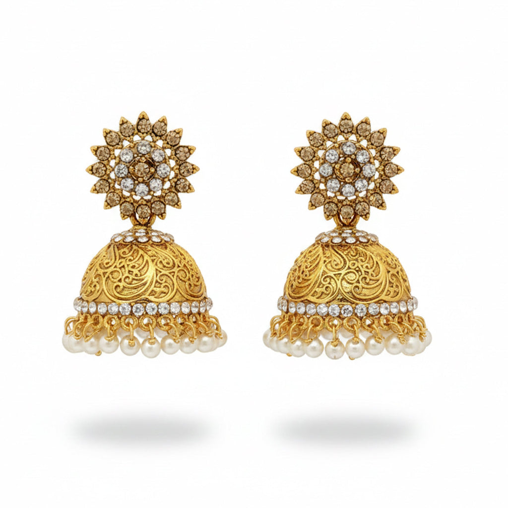 JS Fashion Sunflower Bell Style Bollywood Antique Earrings for Women & Girls