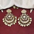 JS Fashion Antique Long Earrings with White Stones – Designer Mehendi Polish Fashion Jewelry for Women