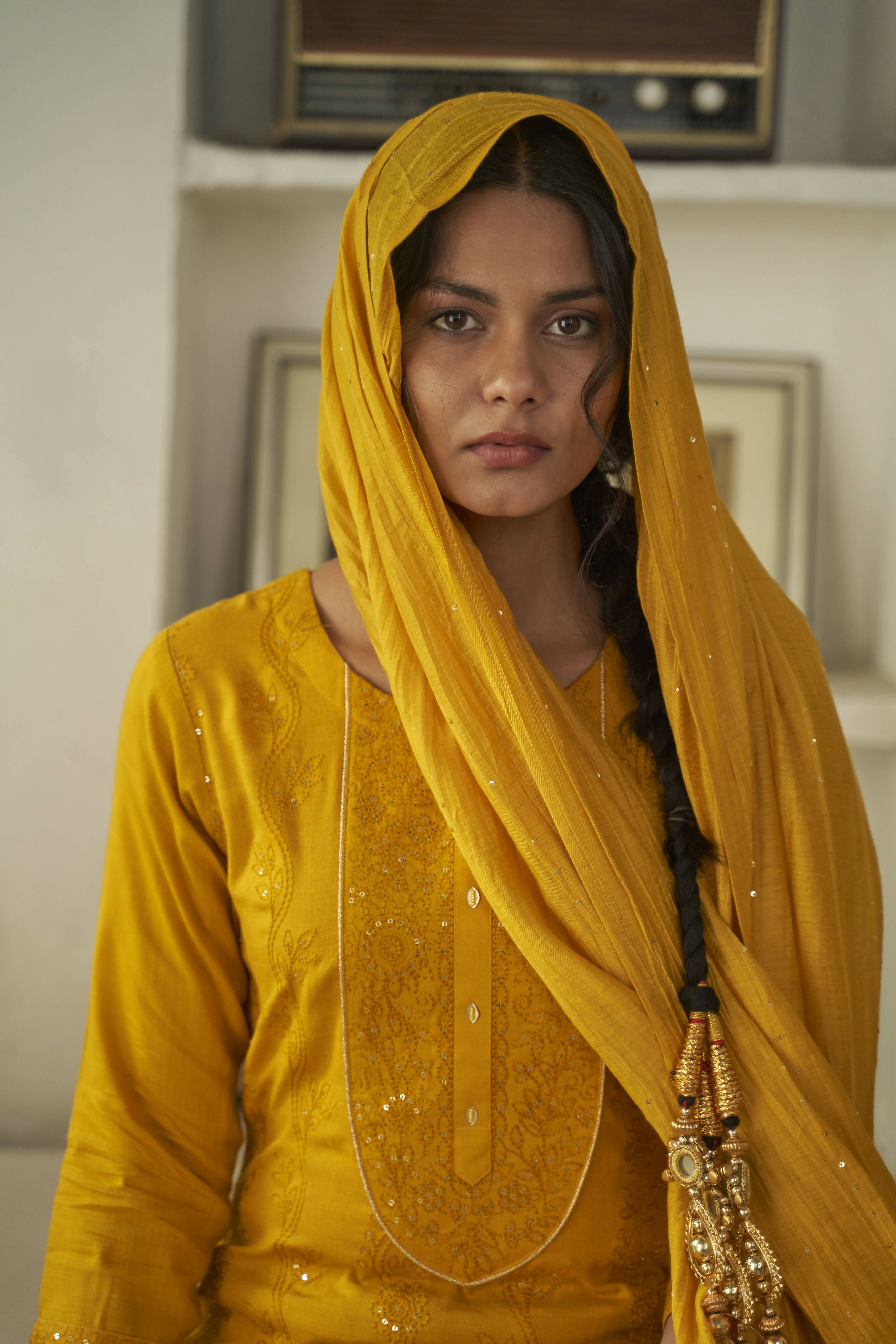 Mustard Rayon Sequence Embroidery work Straight kurta with Pant & Dupatta - Akashara