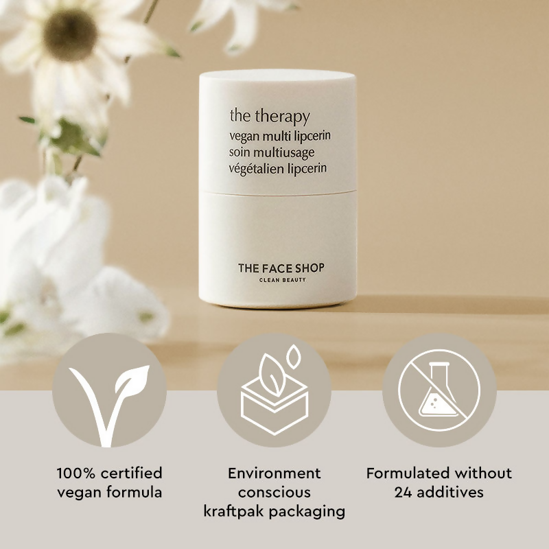 The Face Shop The Therapy Lipcerin, 12HR Moisture Lip Mask, Balm & Scrub