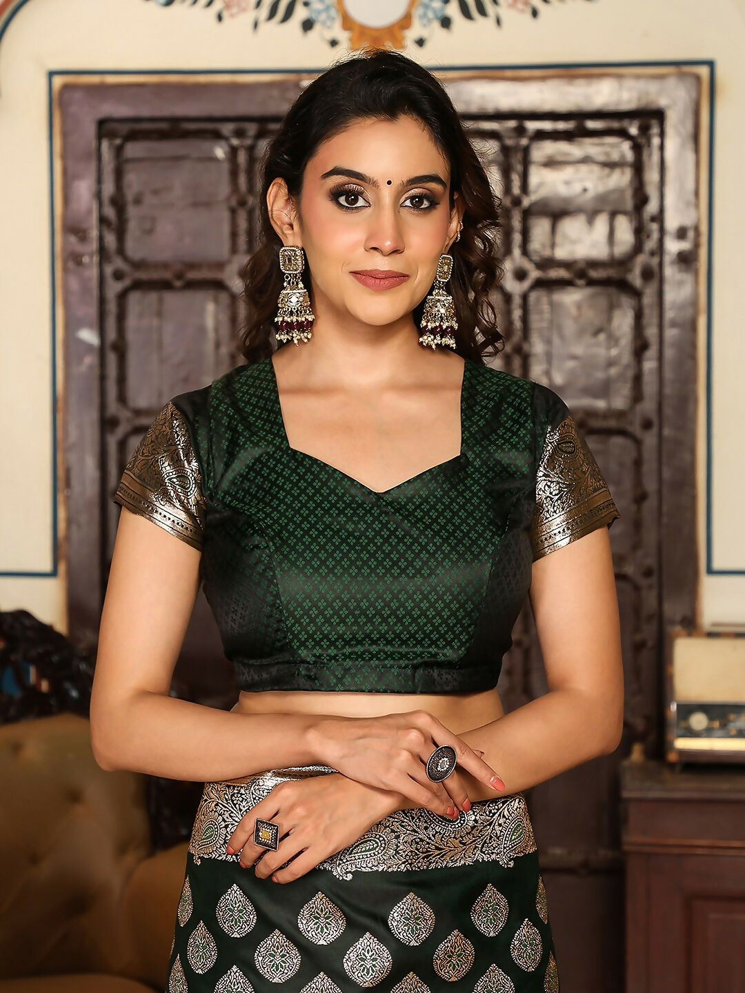Shree Shyam Fashion Dark Green Silk Saree