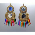 MS Fashion India Gold Color Latest Fashion Hanging Earrings With Multicolor Pearls