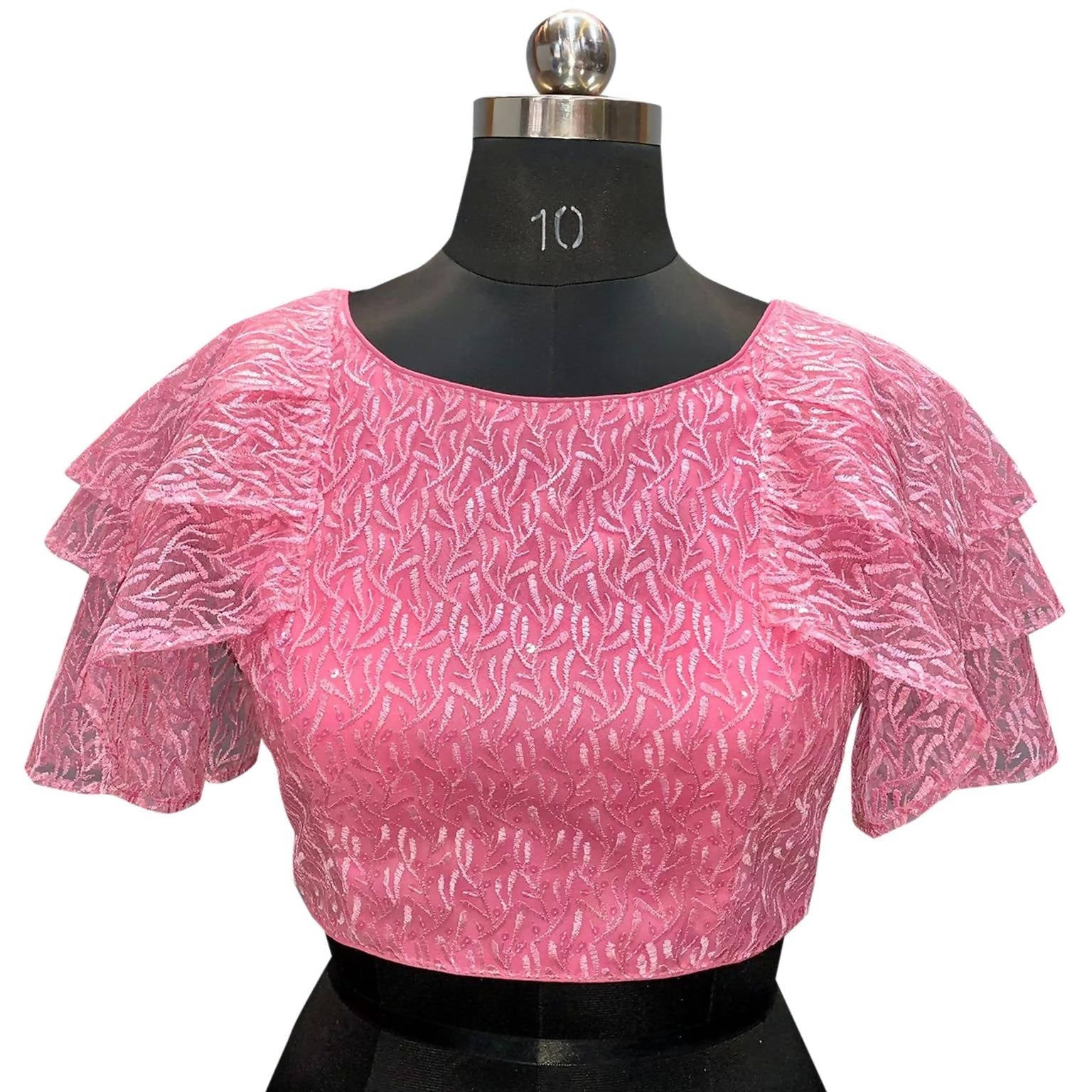 Vamika Pink Net Shifly Work Blouse