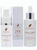 Flawora Set of Anti-Grey Hair Serum, Anti Acne Serum and Golden Glow Face Serum