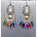 MS Fashion India Tassel Hook Chandbali Mirror Design Multicolor Cone Pearls Earrings