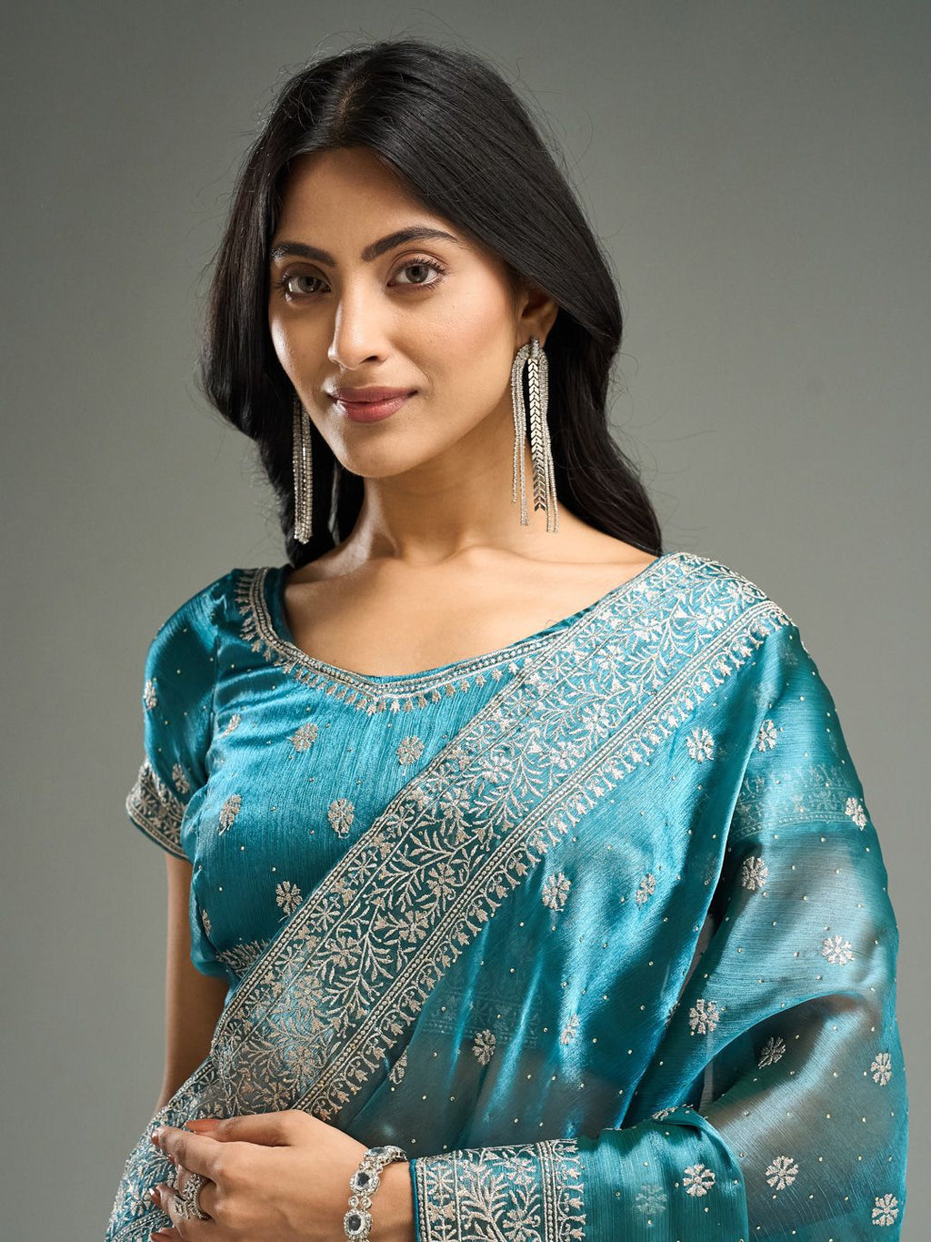 kasee Floral Embroidered Silk Blend Saree