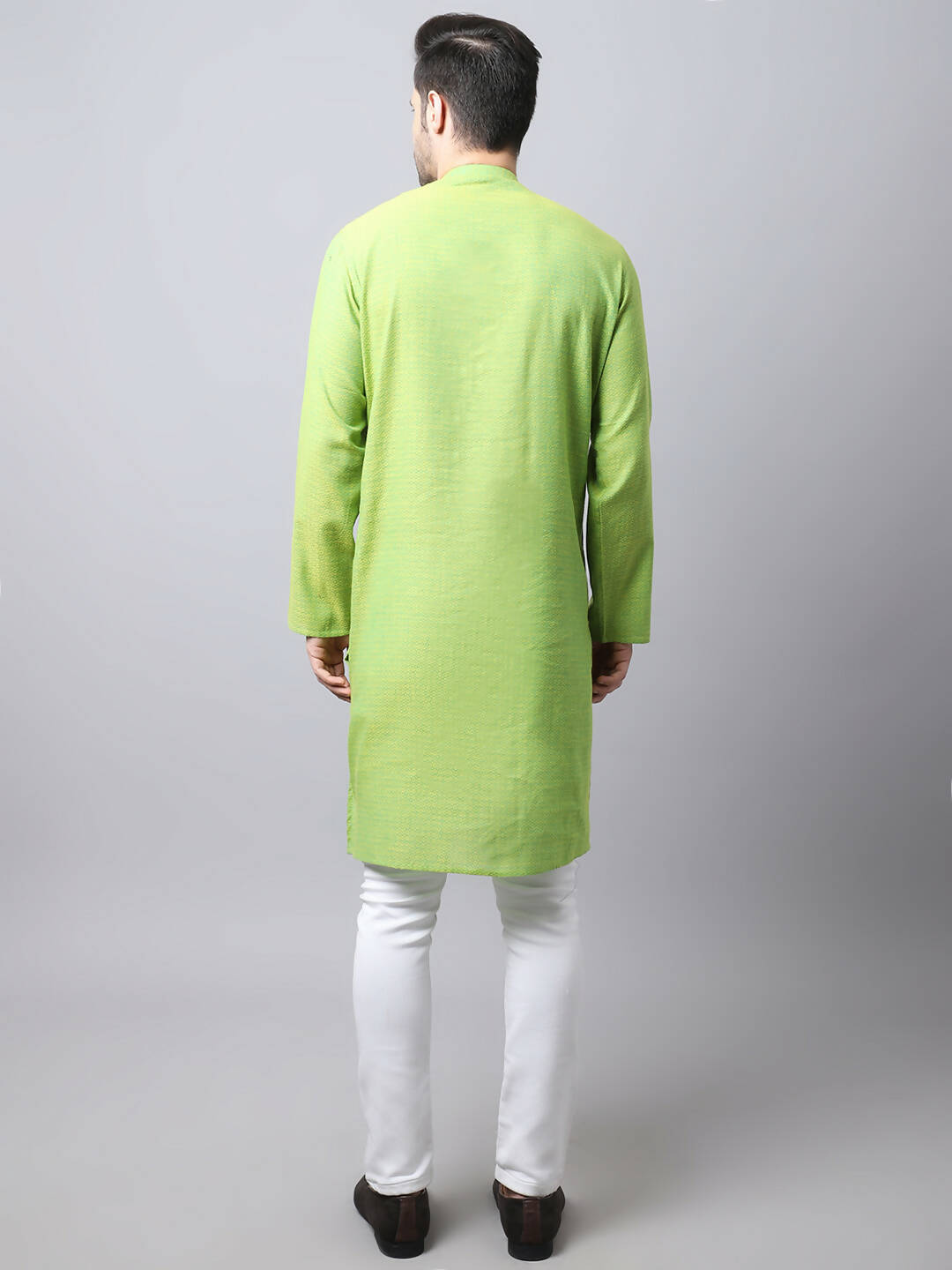 Even Apparels Green Pure Cotton Men's Kurta With Side Placket (SLD1193)