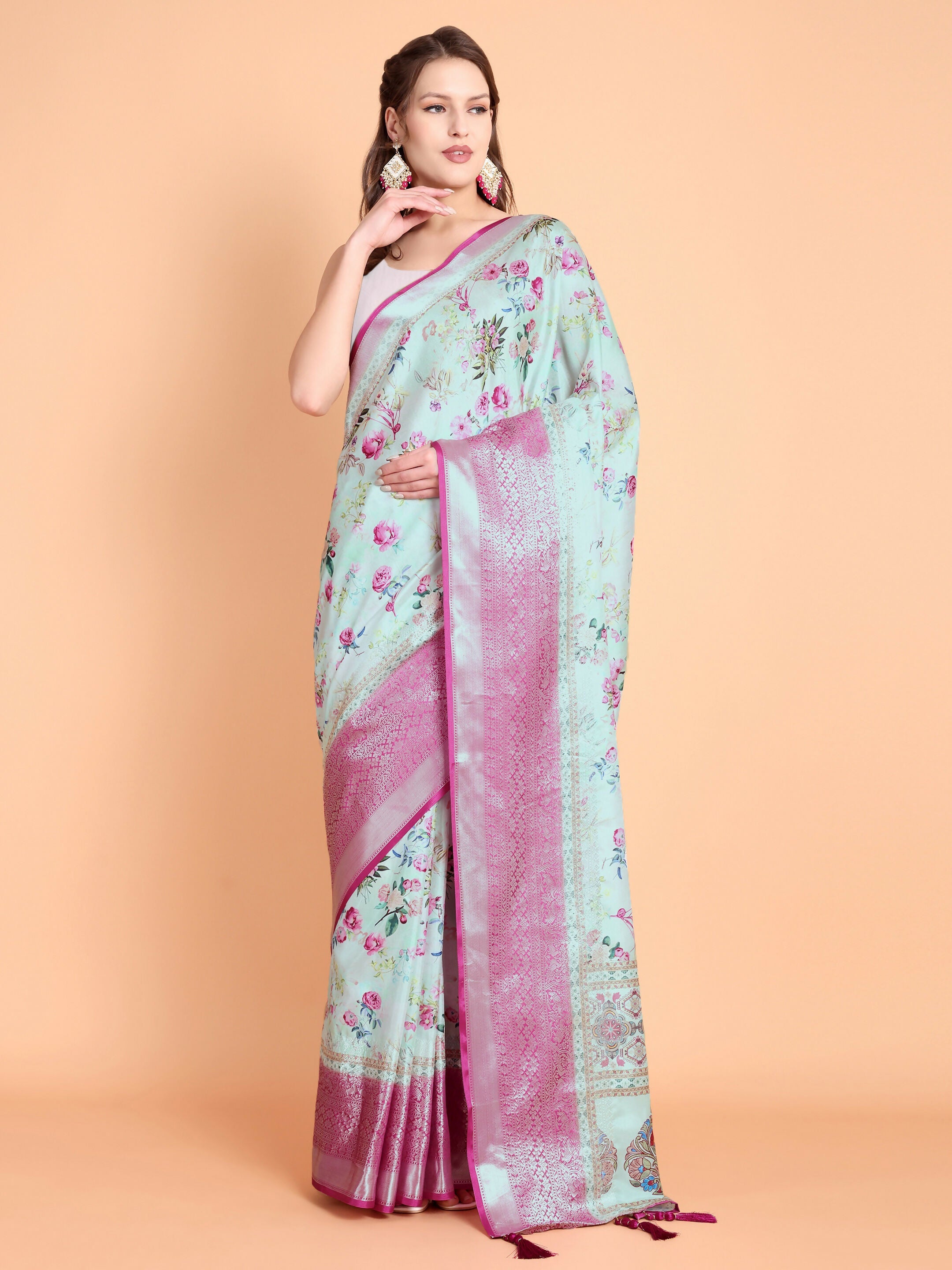Vamsee Bhavi Pista Georgette Saree
