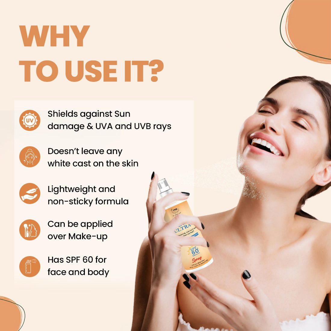 The Natural Wash Sun Defence Sunscreen SPF 60 UVA UVB PA++++ Sunblock Suncream