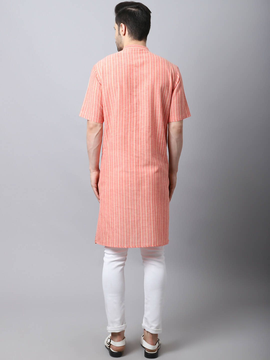 Even Apparels Beige Pure Cotton Men's Kurta With Band Collar (STR1171)