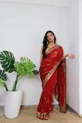 Vamsee Aaradhna Red Georgette Saree