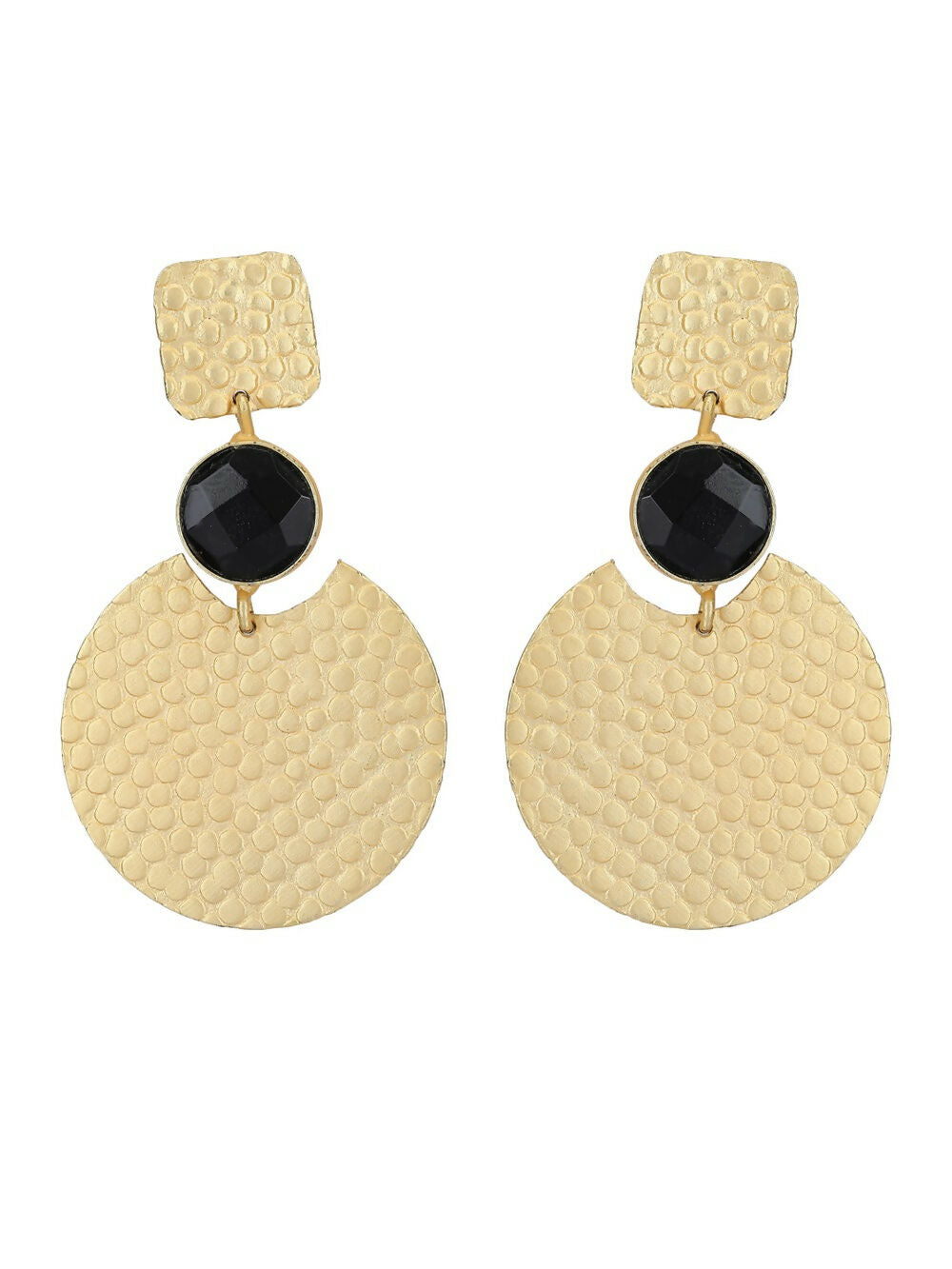 Joban Fashion Women Round Shape Matte Gold Earrings