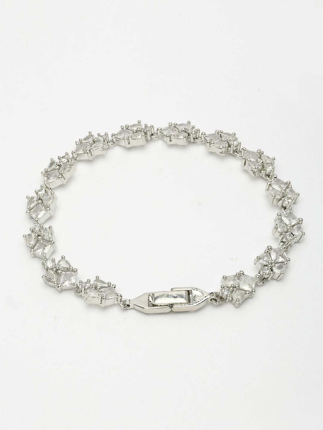 NVR Women's Silver-Toned Cubic Zirconia Link Bracelet