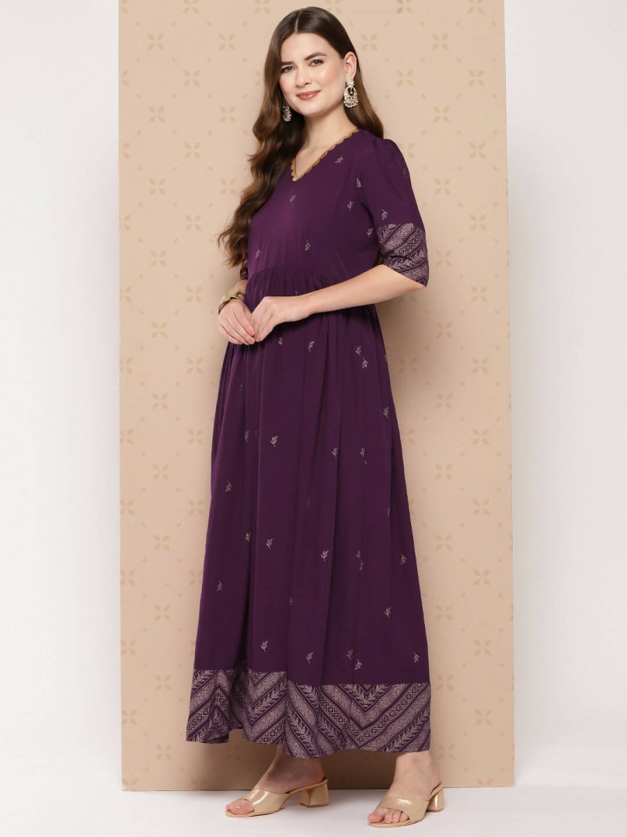 Ahalyaa Women's Traditional wear Ethnic Dress - Burgundy
