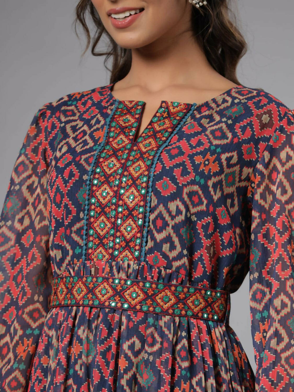 Juniper Women Multi Coloured Chiffon Printed Maxi Dress