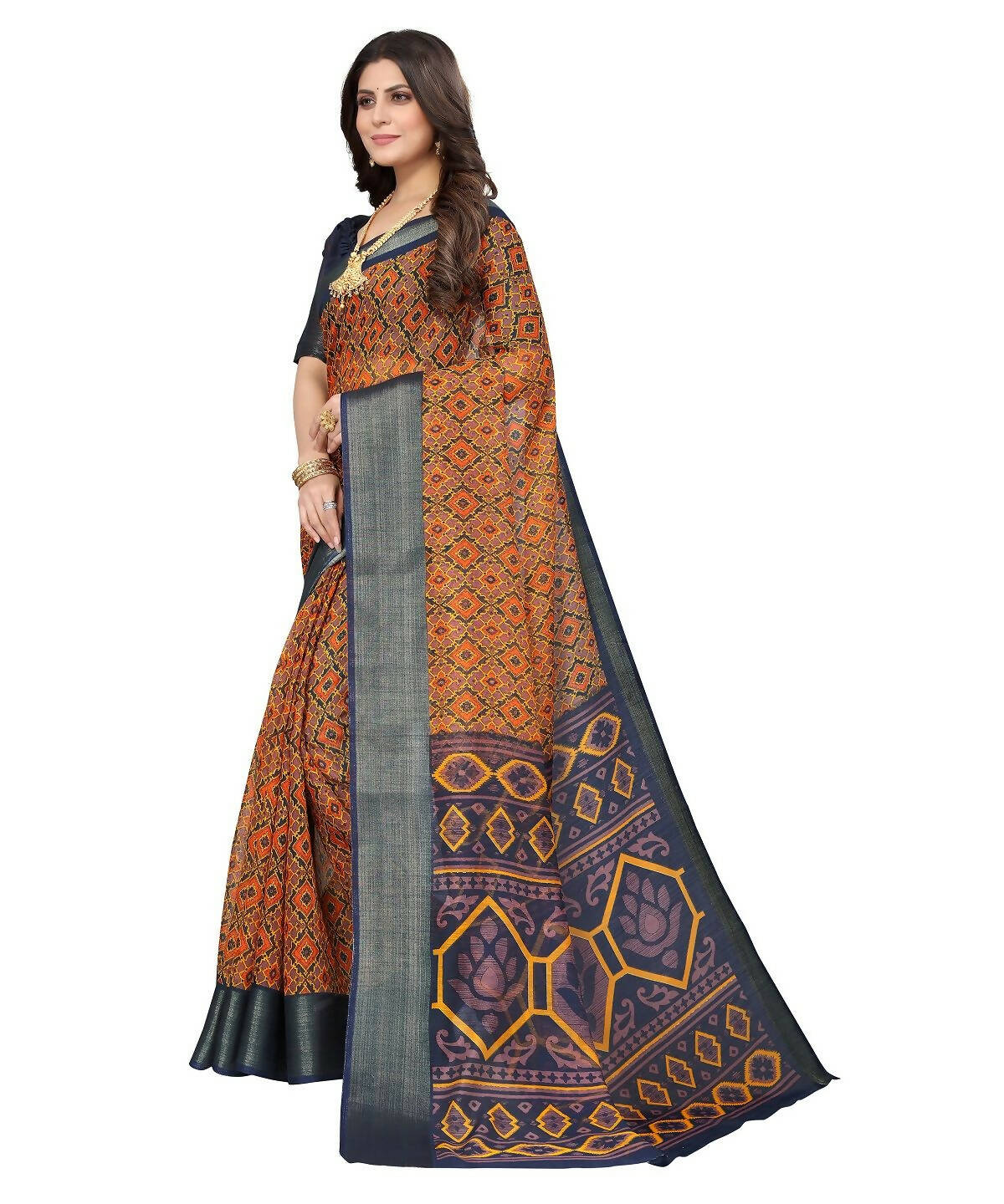 Vamika Cotton Orange Jari Border Bollywood Style Saree (VASU ORANGE)