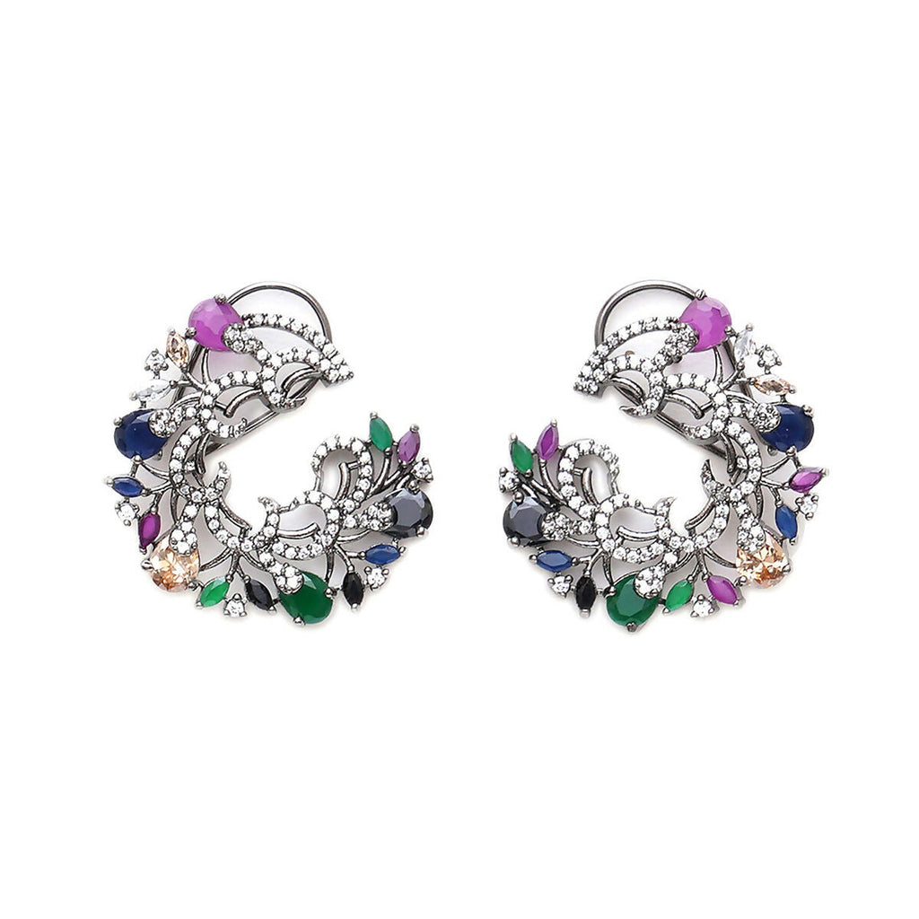 Multi Flower Oversized Stud Earrings- Ruby Raang