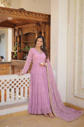 Joban Fashion Purple Georgette Sequence Embroidery Work Kurta Set