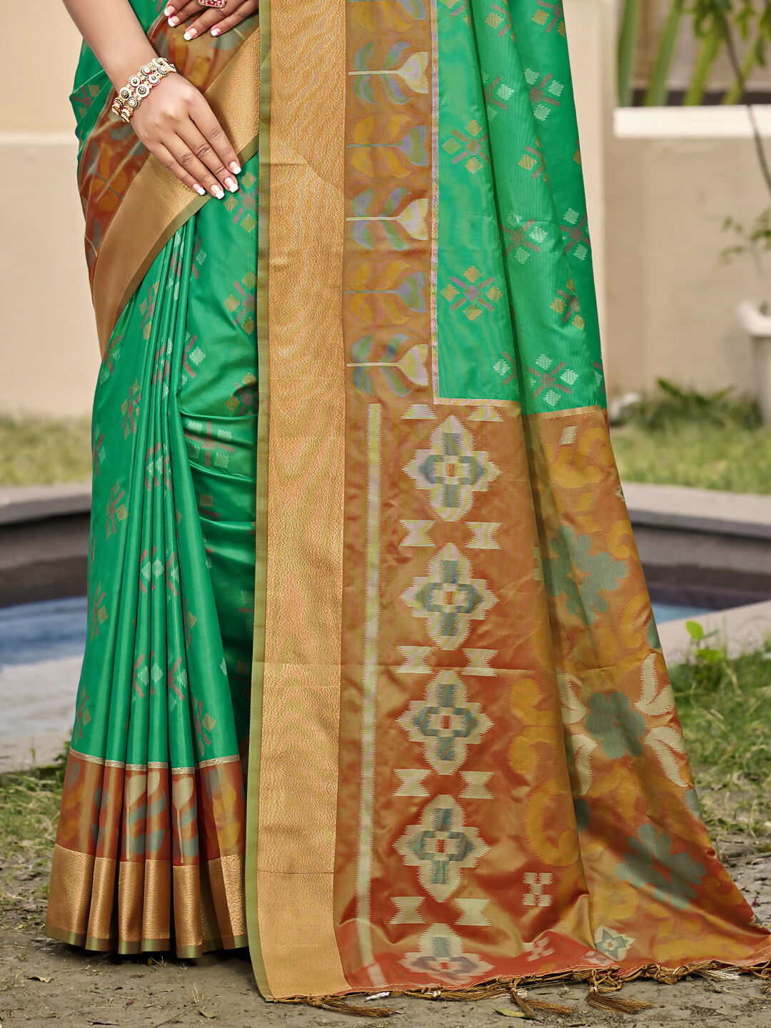 Shree Shyam Fashion Pochampalli Silk Brown Saree