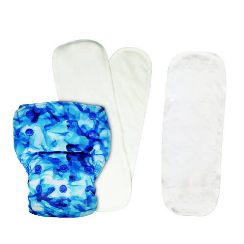 Kindermum Nano Pro Aio Cloth Diaper (With 2 Organic Inserts And Power Booster)- Aqua For Kids