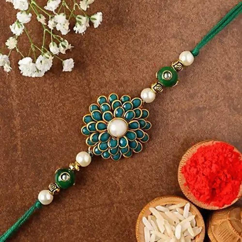 Premium Beads Rakhi & Box of Choco Swiss