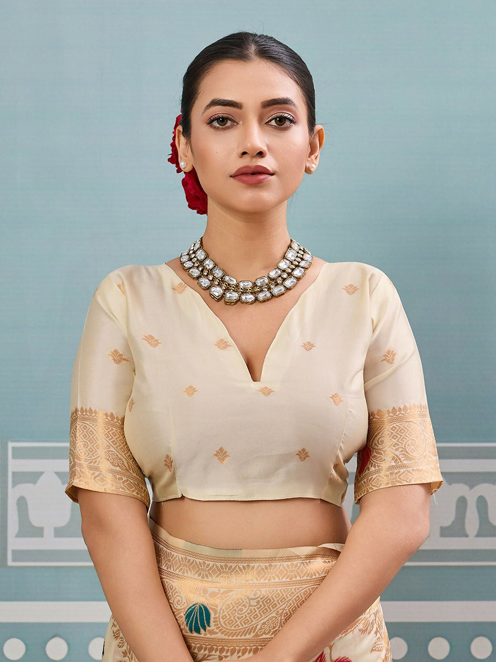 Shree Shyam Fashion Cream Silk Saree