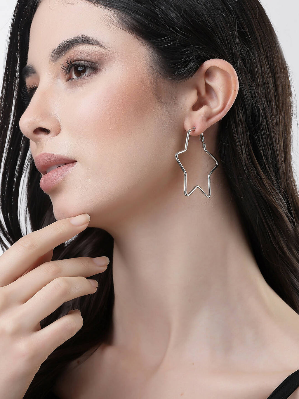 NVR Women Gold-Toned Geometric Hoop Earrings