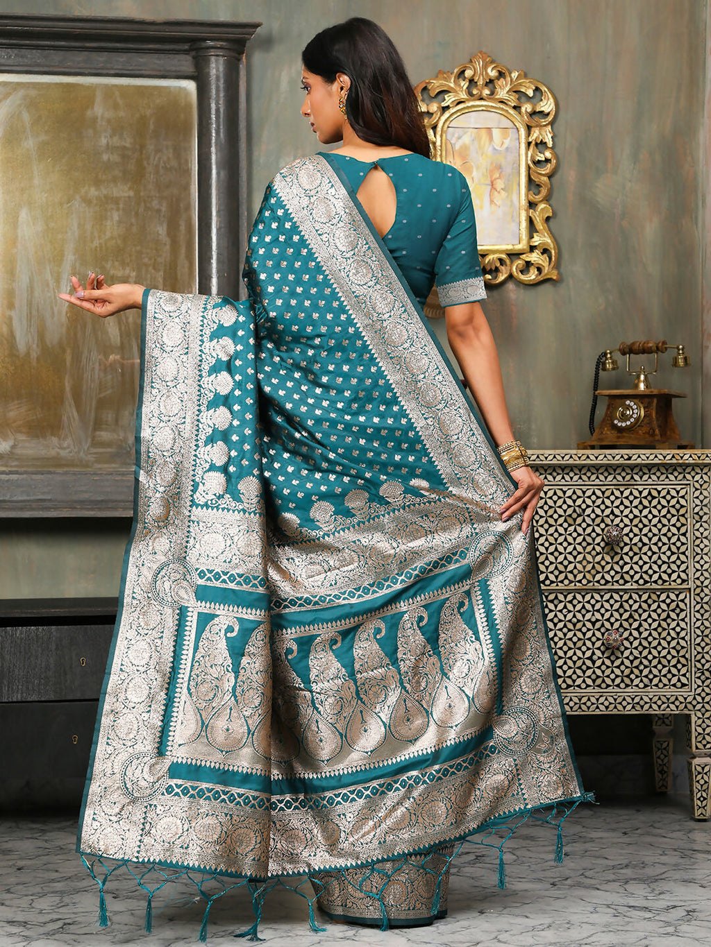 Shree Shyam Fashion Banarasi Silk Sea Green Saree