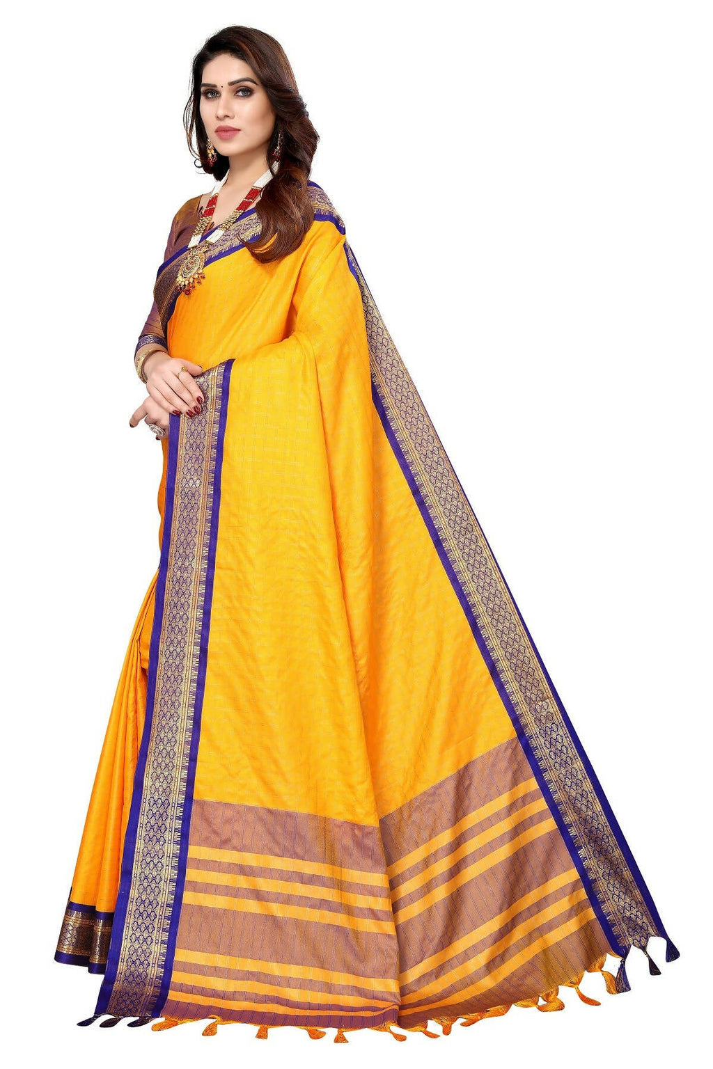 Vamika Weaving Yellow Cotton Silk Saree (BHAVINI YELLOW)