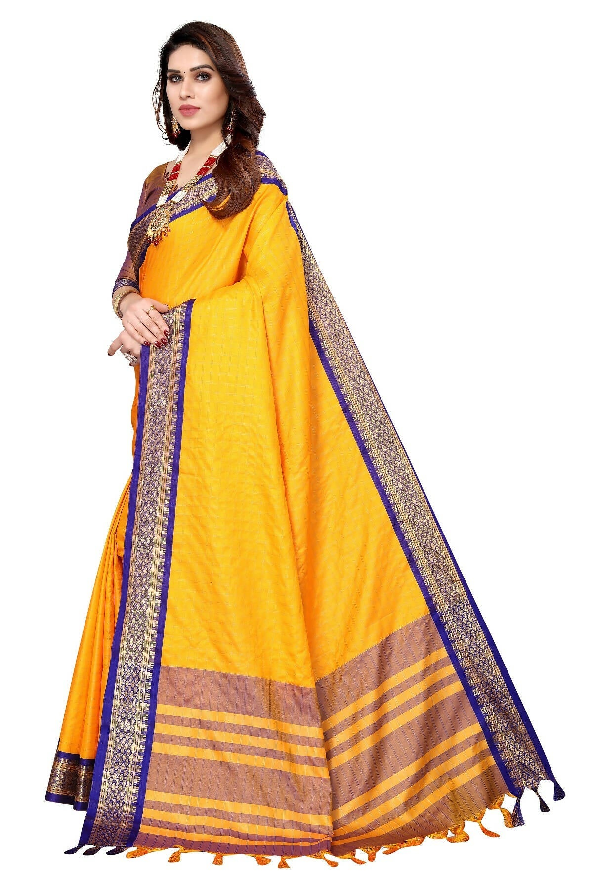 Vamika Weaving Yellow Cotton Silk Saree (BHAVINI YELLOW)